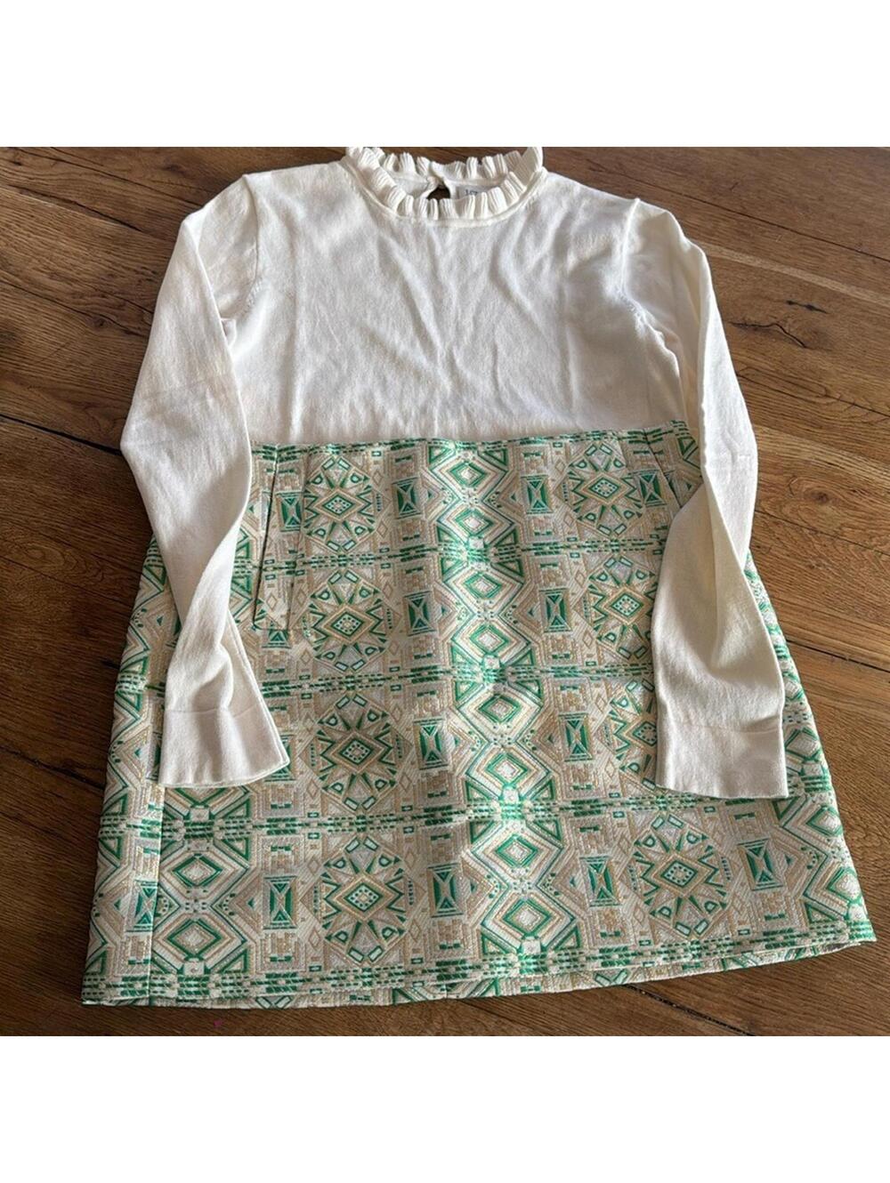 J CREW OUTFIT! SKIRT AND LONG SLEEVE RUFFLE TOP XS